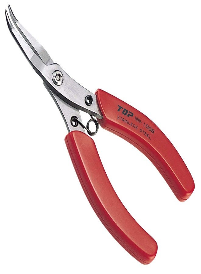 TOP Needle Nose Pliers Bent Tips Heavy Duty Precision Japanese Stainless Steel, Spring Loaded Long Nose Pliers Tool 5", Made in JAPAN - Image 1