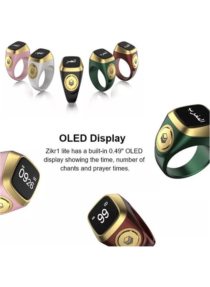 22 mm Zikr Ring Smart Ring with Vibration Reminder Tasbih Counter and Bluetooth Connection for Exclusive IQIBLA App and 5 Daily Prayer Reminders Green  - Image 5