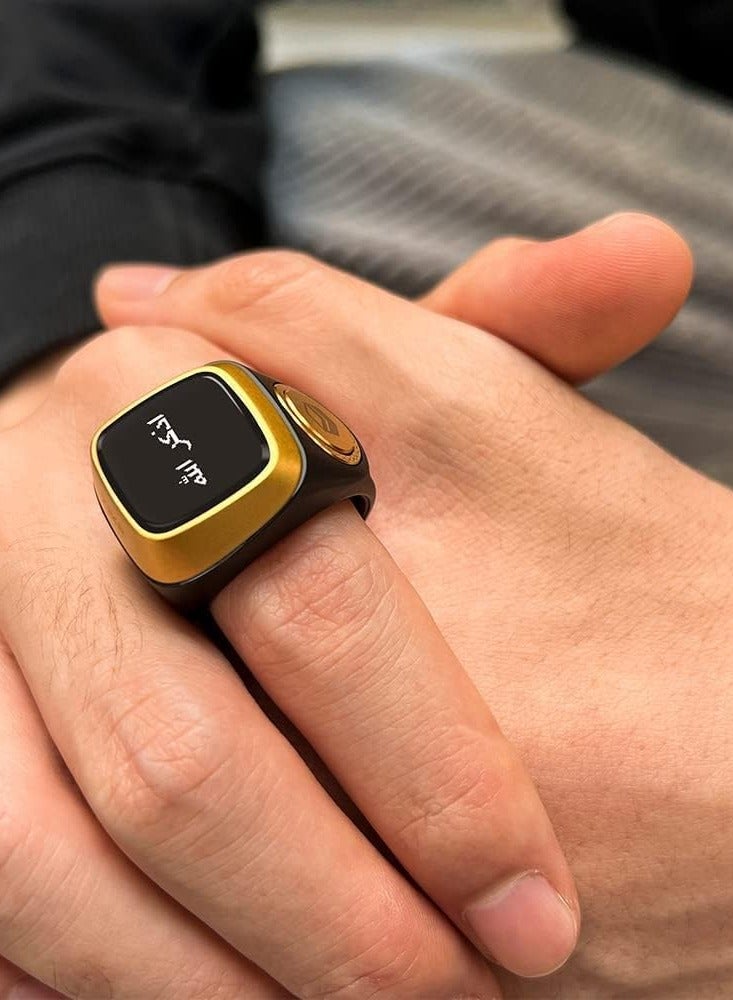 22 mm Zikr Ring Smart Ring with Vibration Reminder Tasbih Counter and Bluetooth Connection for Exclusive IQIBLA App and 5 Daily Prayer Reminders Green  - Image 4
