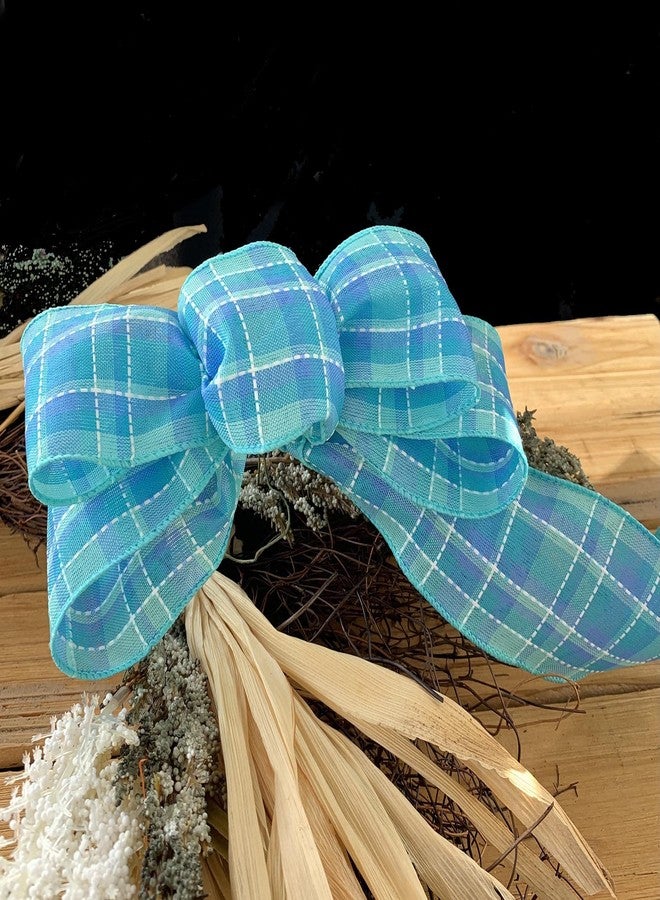 GiftWrap Etc. Blue Spring Plaid Wired Ribbon - 2 1/2 Inch x 10 Yards, Spring, Beach Decor, Birthday, Wedding, Farmhouse, Wreath, Gift Basket, DIY, Summer, Christmas, Easter - Image 2