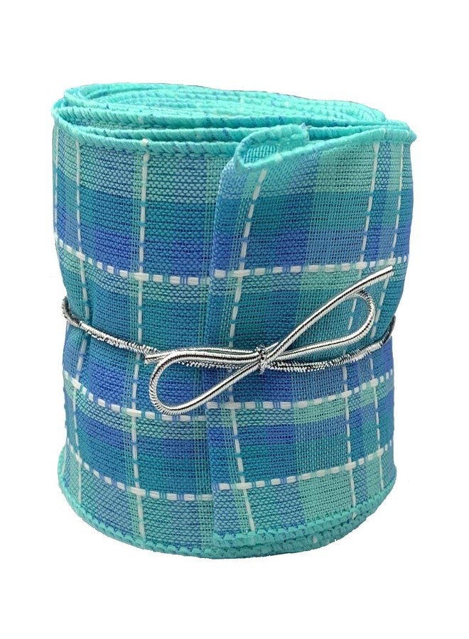 GiftWrap Etc. Blue Spring Plaid Wired Ribbon - 2 1/2 Inch x 10 Yards, Spring, Beach Decor, Birthday, Wedding, Farmhouse, Wreath, Gift Basket, DIY, Summer, Christmas, Easter - Image 5