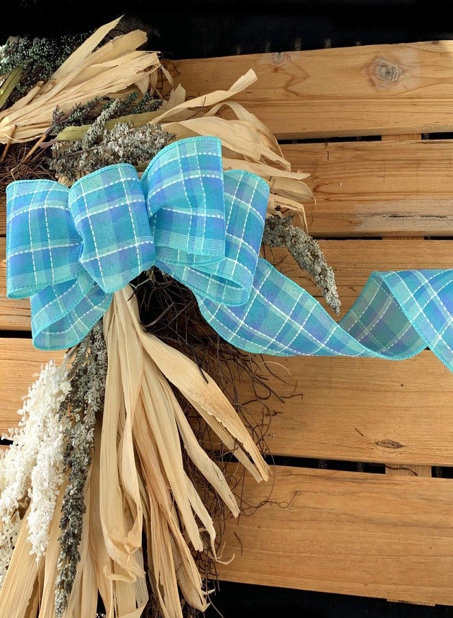 GiftWrap Etc. Blue Spring Plaid Wired Ribbon - 2 1/2 Inch x 10 Yards, Spring, Beach Decor, Birthday, Wedding, Farmhouse, Wreath, Gift Basket, DIY, Summer, Christmas, Easter - Image 3