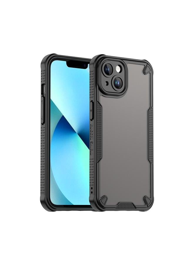 Zaboon For iPhone 13 Armor Glaze PC Hybrid TPU Phone Case(Black)