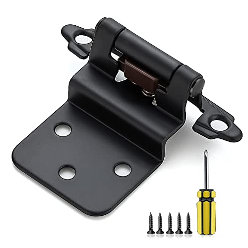 Ravinte 20Pack 10Pairs 38inch Inset Cabinet Door Hinges Kitchen Cabinet Hinges Black SemiConcealed Hinges Face Mount Cabinet Hardware SelfClosing Cabinet Hinges with Door BumpersScrewdriver - Image 1