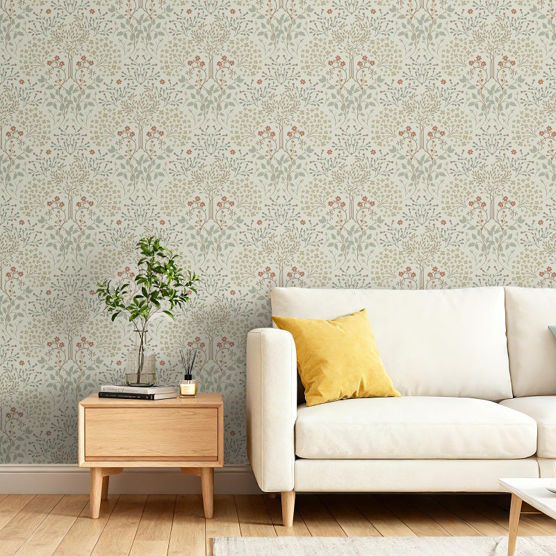 ICOOP William Morris Wallpaper Vintage Floral Peel and Stick Wallpaper Beige Boho Peel and Stick Contact Paper for Cabinets Neutral Botanical Victorian Wall Paper for Bedroom Living Room 17.5"x80" - Image 3