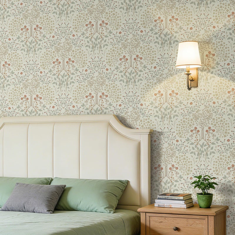 ICOOP William Morris Wallpaper Vintage Floral Peel and Stick Wallpaper Beige Boho Peel and Stick Contact Paper for Cabinets Neutral Botanical Victorian Wall Paper for Bedroom Living Room 17.5"x80" - Image 4