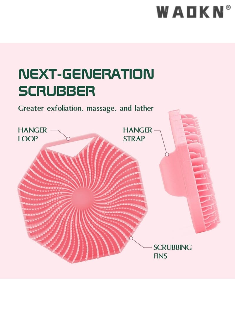 WAOKN Premium Antimicrobial Silicone Body Scrubber, Gentle Exfoliating Brush Designed for Sensitive Skin, Eco-Friendly Shower Brush, Silicone Body Cleanser Infused with Activated Charcoal - Image 3
