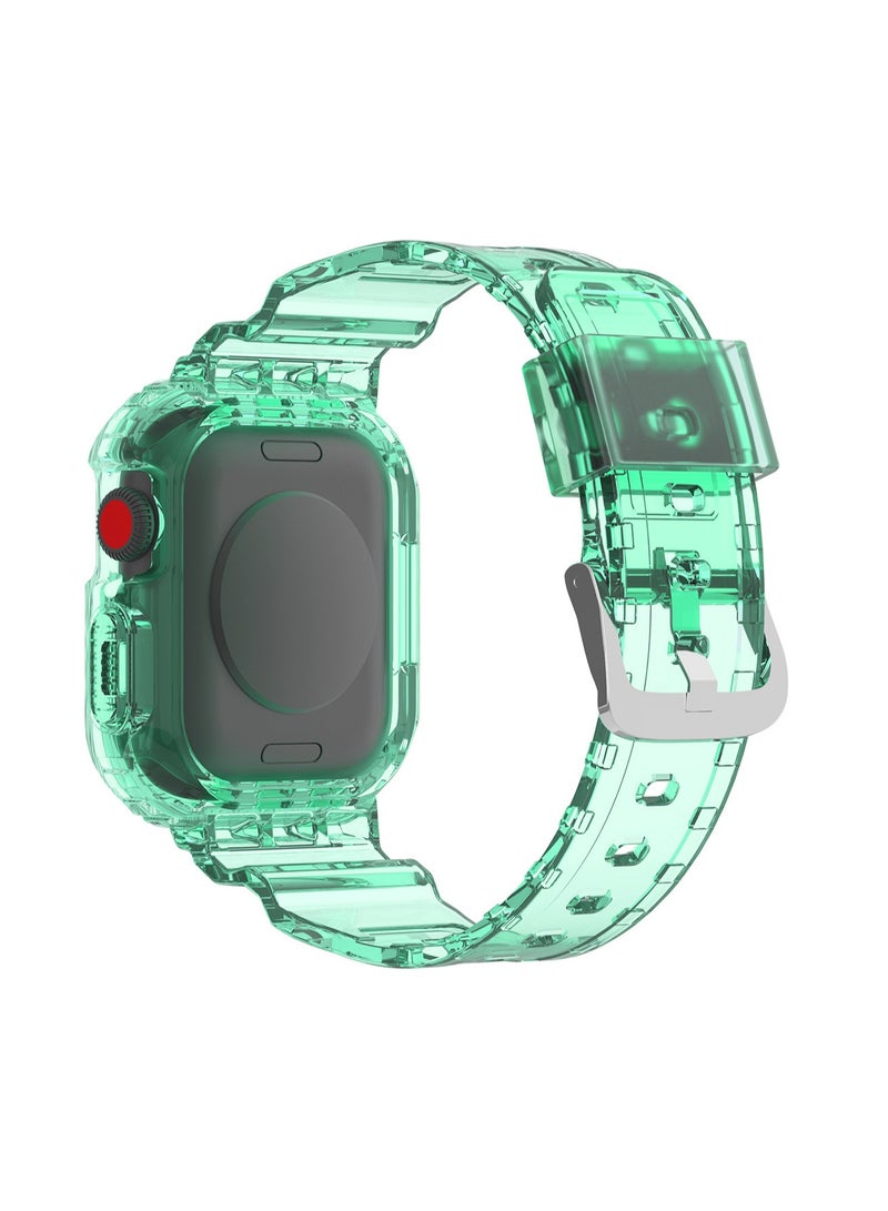 Transparent Green 44/45mm Compatible With Apple Watch, Suitable For Men And Women, Tpu Integrated Watch Strap Wristband Compatible With Iwatch Series 10 9 8 7 Generations - Image 1