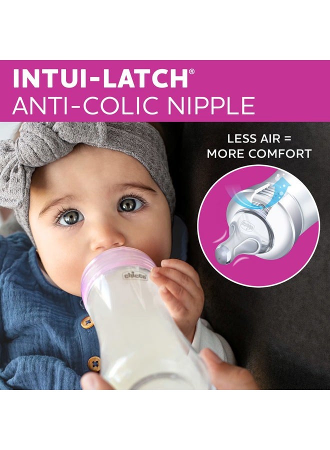 Chicco Duo 9oz. Hybrid Baby Bottle with Invinci-Glass Inside/Plastic Outside 2 Count (Pack of 1) with Slow Flow Anti-Colic - Clear/Grey - Image 4