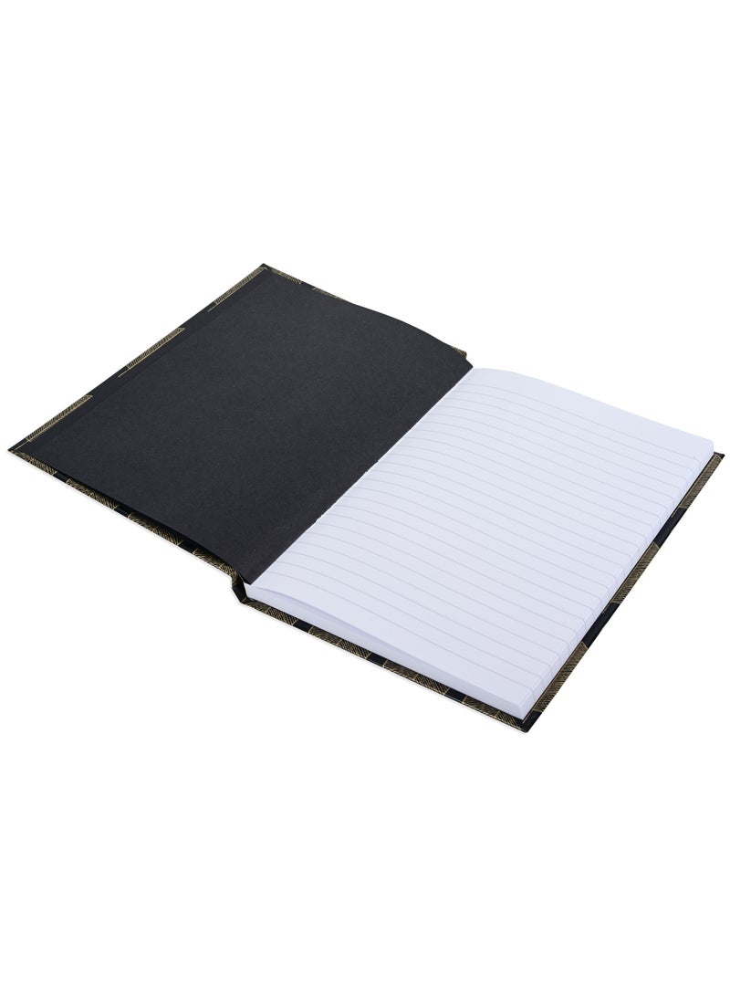 FIS® Notebook Hard Cover, A5 Size(14.8x21cm), 2 Quire, 192 Pages, 96 Sheets, Single Line Ruling, Golden/Black, Packet of 5 Pieces, Design 9 - FSNBHCA5GLBKD09 - Image 4