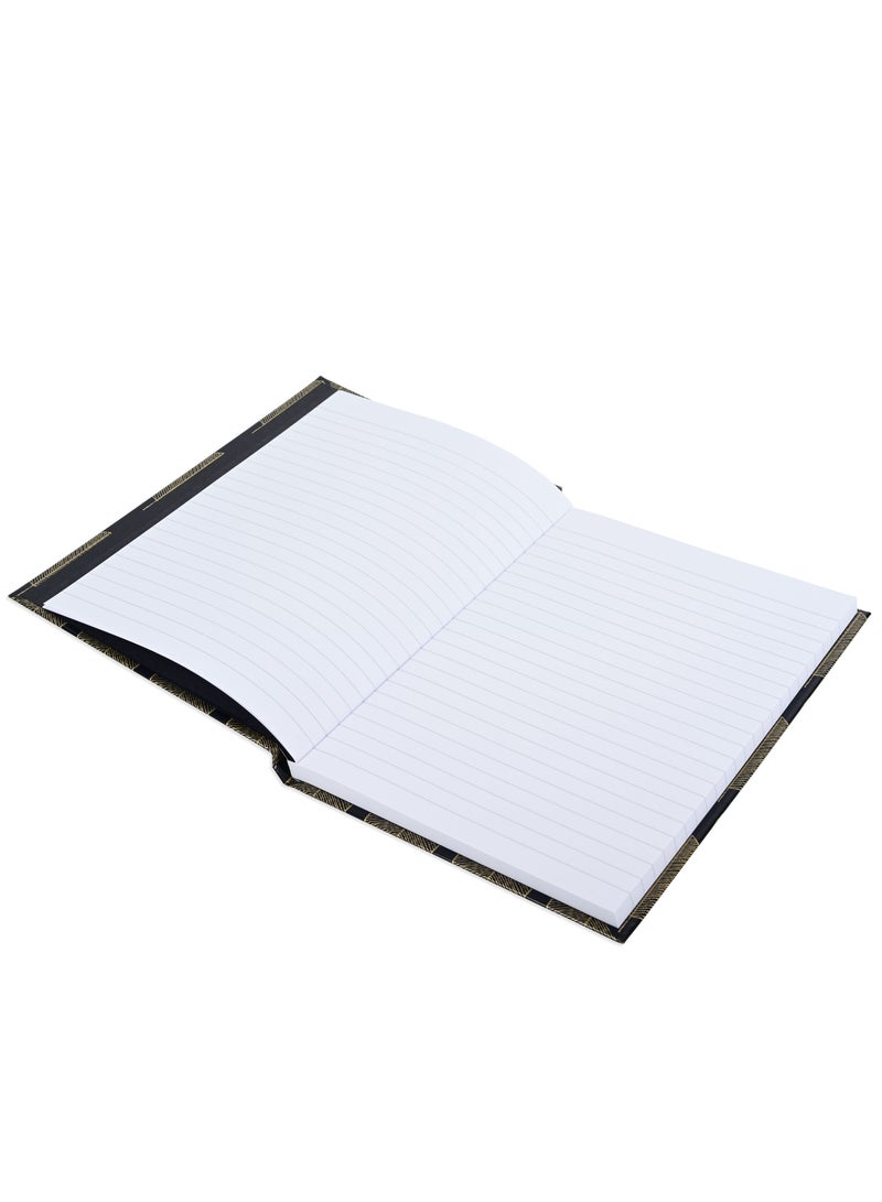 FIS® Notebook Hard Cover, A5 Size(14.8x21cm), 2 Quire, 192 Pages, 96 Sheets, Single Line Ruling, Golden/Black, Packet of 5 Pieces, Design 9 - FSNBHCA5GLBKD09 - Image 2