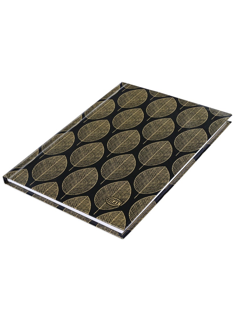 FIS® Notebook Hard Cover, A5 Size(14.8x21cm), 2 Quire, 192 Pages, 96 Sheets, Single Line Ruling, Golden/Black, Packet of 5 Pieces, Design 9 - FSNBHCA5GLBKD09 - Image 3