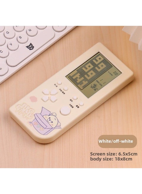 Handheld Large Screen Game Machine Tetris Game Classic Nostalgic Decompression Small Gift Children's Toys-Color:4.1-inch Beige Bear (vertical Style) Comes With Battery