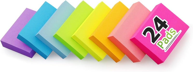 Winner Aura 24 Pads Sticky Notes 1.5x2 inch Bright Colors Self-Stick Pads Total 1920 Sheets - Image 1