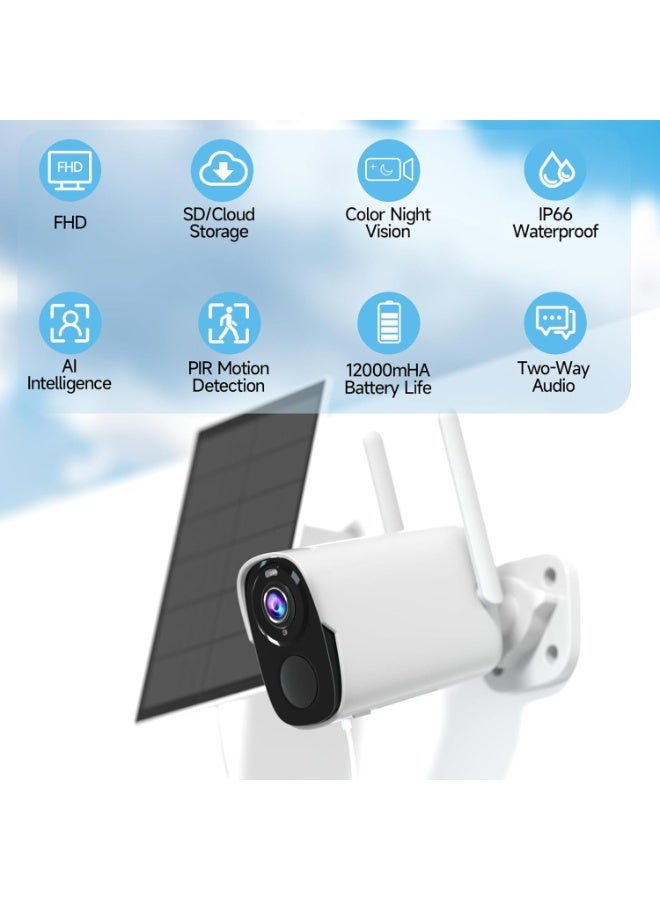 كاميرات مراقبة لاسلكية بالطاقة الشمسية (3 قطع) – بدقة 2K، تعمل بالبطارية، رؤية ليلية ملونة، مقاومة للماء IP66، صوت ثنائي الاتجاه، كشف حركة، زاوية 120 درجة - Image 2