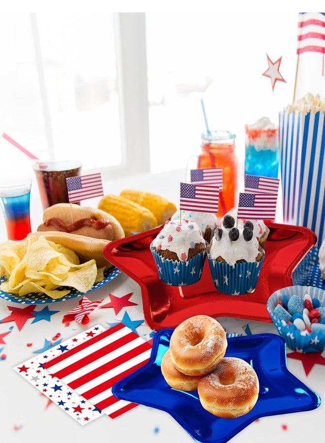 HFBOBP 60Pcs 4th of July Plates and Napkins Patriotic Decorations, 9.5inch Disposable Red White Blue Star Paper Dessert Plates American Flag Luncheon Cocktail Napkins Party Supplies for 250th Anniversary - Image 5