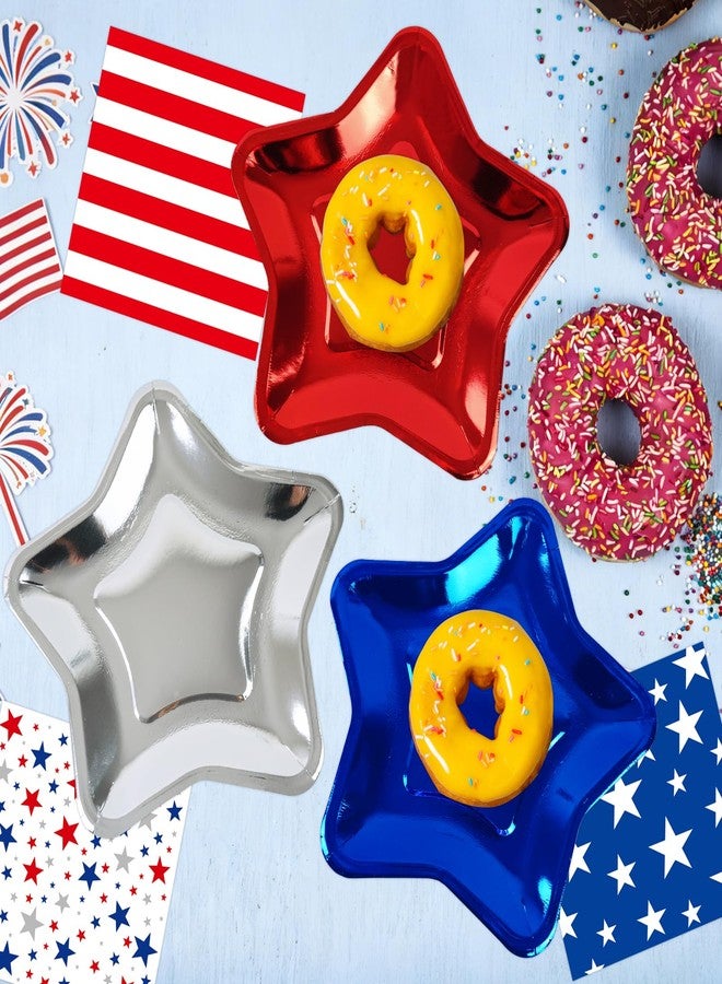 HFBOBP 60Pcs 4th of July Plates and Napkins Patriotic Decorations, 9.5inch Disposable Red White Blue Star Paper Dessert Plates American Flag Luncheon Cocktail Napkins Party Supplies for 250th Anniversary - Image 2