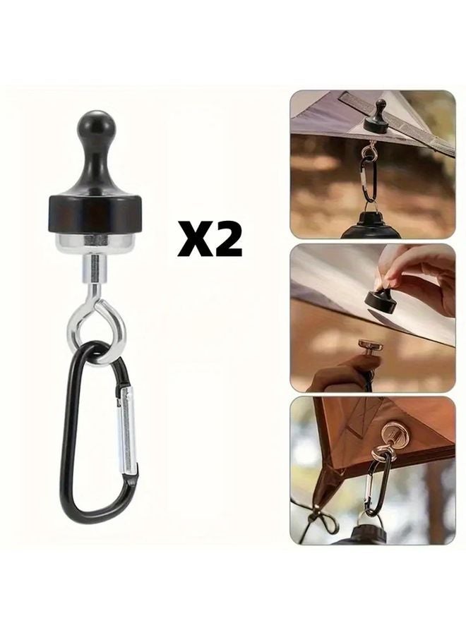 2pcs Magnetic Camping Hooks with Safety Lock for Tent Canopy Gear Outdoor Adventure - Image 1