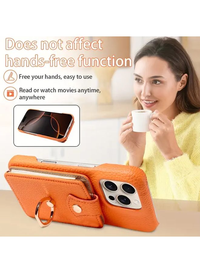 Khaki Accordion Flip Cover with Ring Holder Crossbody Strap for Galaxy A05s Protective Phone Case - Image 5
