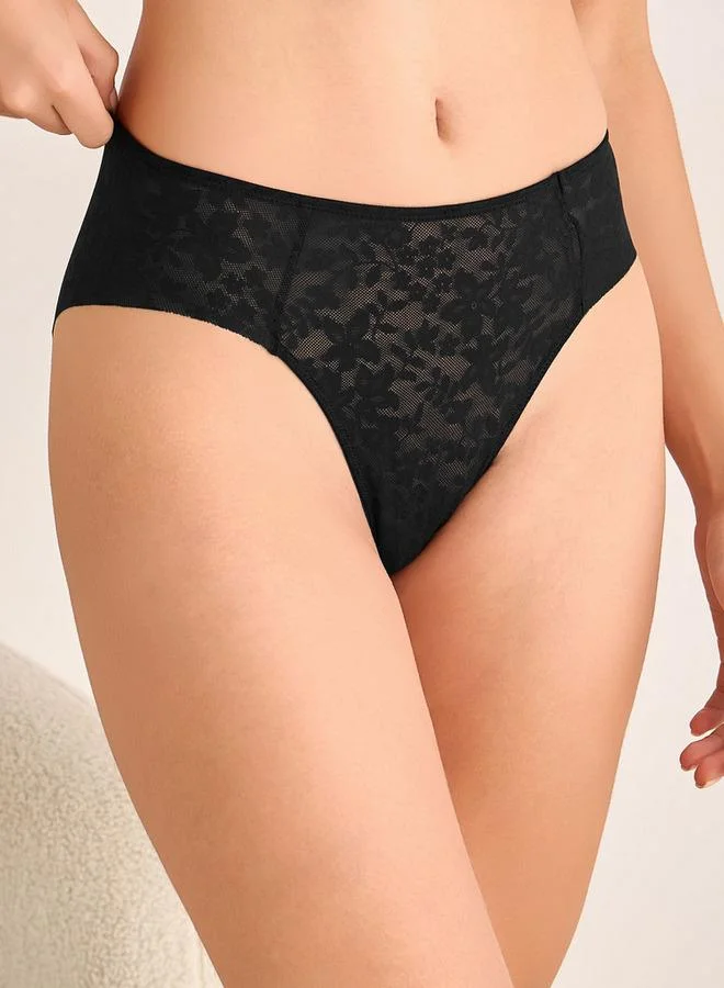 سبلاش فيڤ Briefs with Floral Lace
