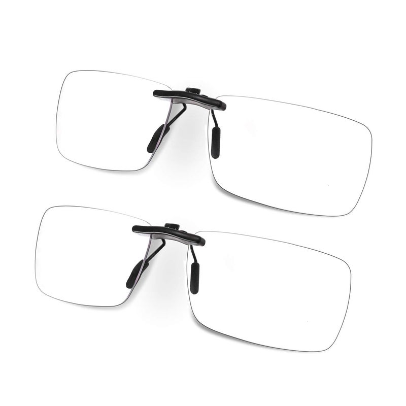 FONHCOO Clipon Blue Light Blocking Glasses Night Driving Sunglasses 2 Pack Lens over Prescription Glasses for Women Men 2 Pack Transparent Blue Light Blocking Lens