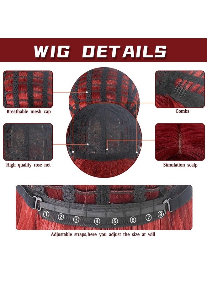 MISSQUEEN - Long Red Wig With Bangsstraight Dark Red Wigs For Womenwine Red Long Straight Heat Resistant Synthetic Wig For Fashion Women - Image 1