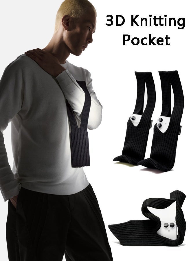 DAEVO Phone Pocket Holder and Mobile Phone Cover with 40 cm Shoulder Strap, 3D Knit Stretch Phone Pouch Crossbody Bag for iPhone and Samsung Galaxy, Soft Elastic Shock Absorbing Mini Phone Accessory - Image 2