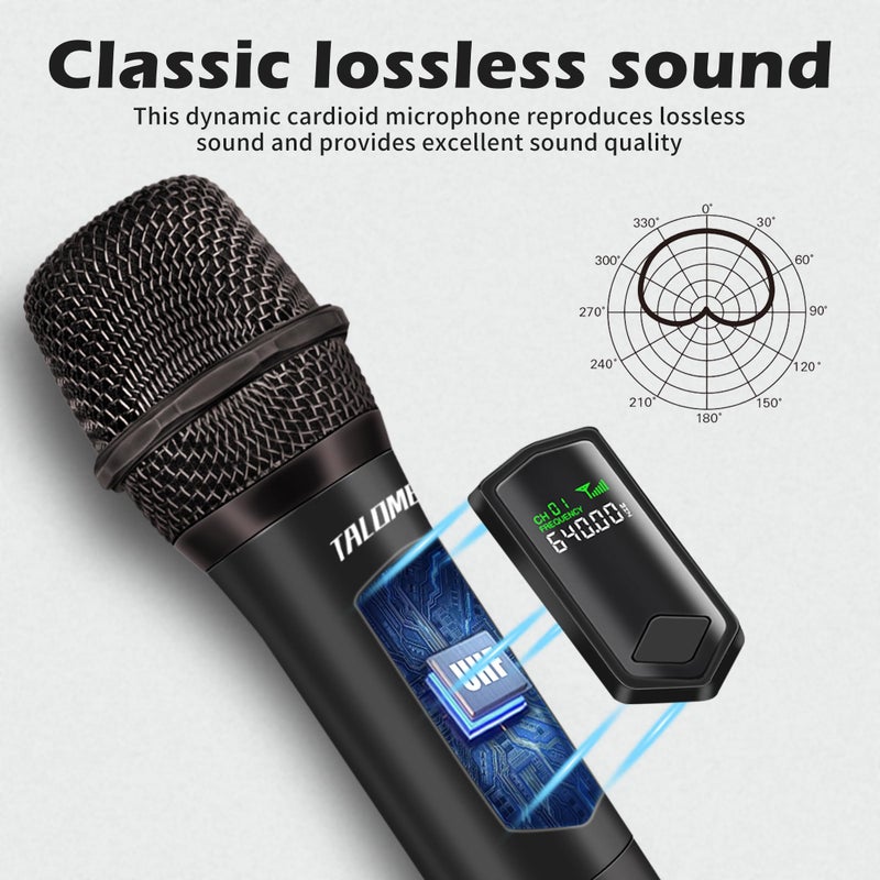 talomen Wireless Microphone Set for Singing, 2.4GHz Rechargeable Handheld Microphones System with Receiver(160 Ft), 4 Pack Cordless Dynamic Mic for Speech & Events, Karaoke Machine, Speaker, PartyBox - Image 2