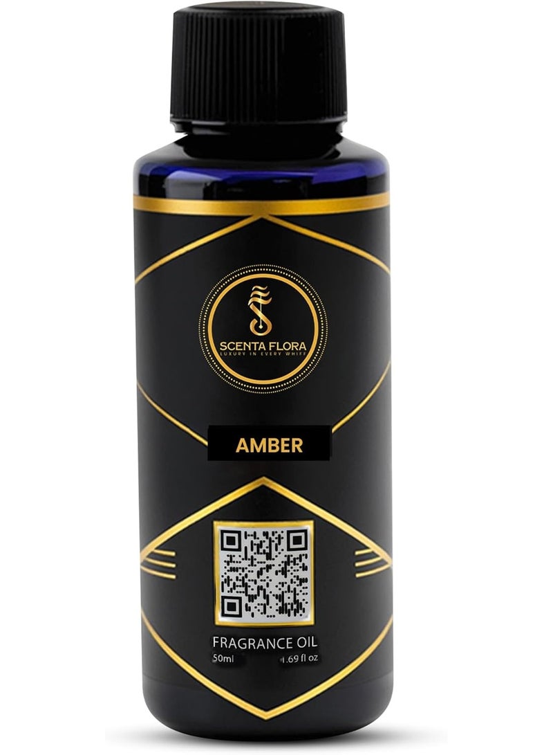 سينتا فلورا زيت عطري عنبري لأجهزة نشر الروائح، علاج عطري 50 مل | معتمد من IFRA | رائحة البرغموت والياسمين والمسك للمنزل والمكتب والمساحات التجارية | جو مريح ومنعش - Image 1