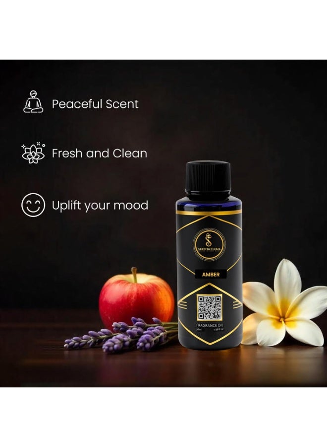 سينتا فلورا زيت عطري عنبري لأجهزة نشر الروائح، علاج عطري 50 مل | معتمد من IFRA | رائحة البرغموت والياسمين والمسك للمنزل والمكتب والمساحات التجارية | جو مريح ومنعش - Image 3