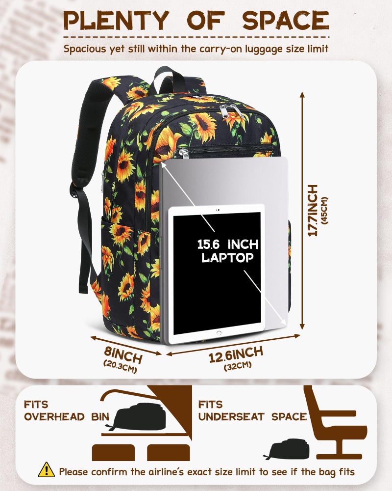 FOKDUVB Backpack for Middle High School Teen Boys Girls Large College Bookbag with Laptop Compartment Back to School Book Bags Mochilas Escolares para NiÃ±os NiÃ±as Adolescentes (Yellow/Black, Floral) - Image 5