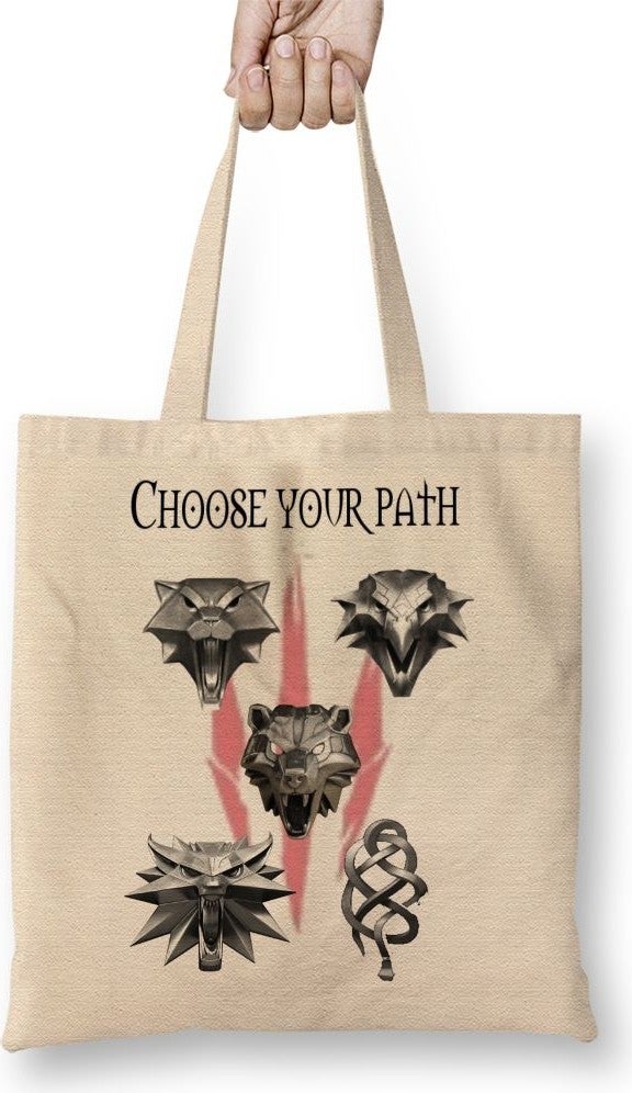 Baskı Dükkanı Print Shop Medalhas Das Escolas The Witcher 3 Tote Bag Long Handle