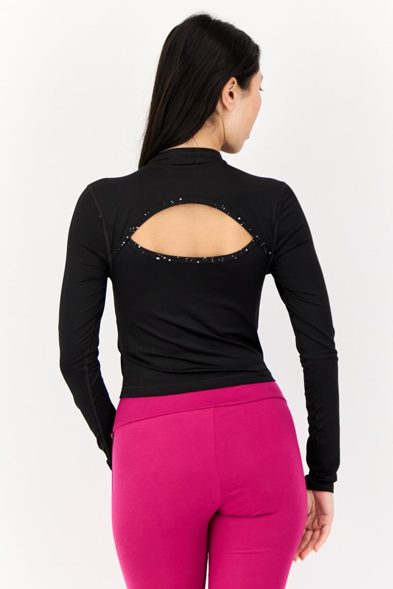 PUMA Women Sportswear Fit Brand Logo Long Sleeves Outdoor Crop Top, Black - Image 3