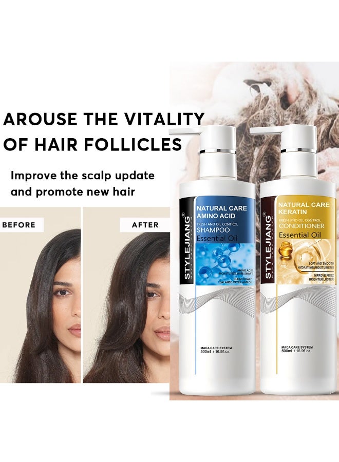 Natural Collagen Shampoo and Conditioner Set: Deeply Repairs and Relieves Frizz: Mild Shampoo 500ml + Conditioner 500ml - Image 4