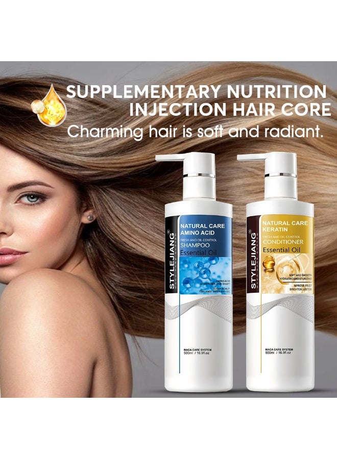 Natural Collagen Shampoo and Conditioner Set: Deeply Repairs and Relieves Frizz: Mild Shampoo 500ml + Conditioner 500ml - Image 5