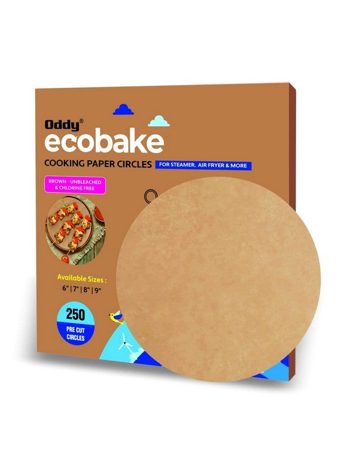 Oddy Ecobake Brown Cooking & Baking Paper Circles, 250 Unbleached & Chlorine Free Pre-Cut Rounds, Size 7 inch, Ideal for Baking Cakes, Best Suitable for Airfryer, Microwave, Oven & Steamer - Image 1