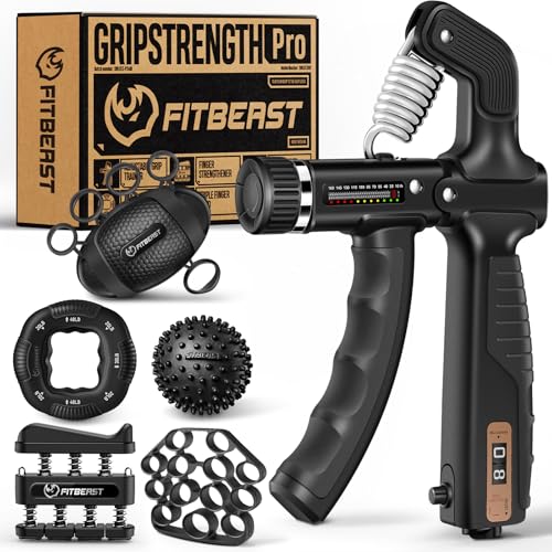 FitBeast Grip Strength Trainer Hand Gripper Strengthener Kit 6 Pack with Adjustable Resistance Forearm Strengthener Forearm Exerciser and Massage Balls for Hand Therapy Grip Training and Recovery - Image 1