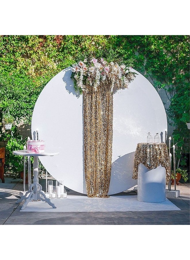 NSSONBEN - 7.2ft White Round Backdrop Cover Suitable for 7ft/7.2ft Circle Stand,Polyester Pure White Birthday Party Wedding Photography Arch Background - Image 1