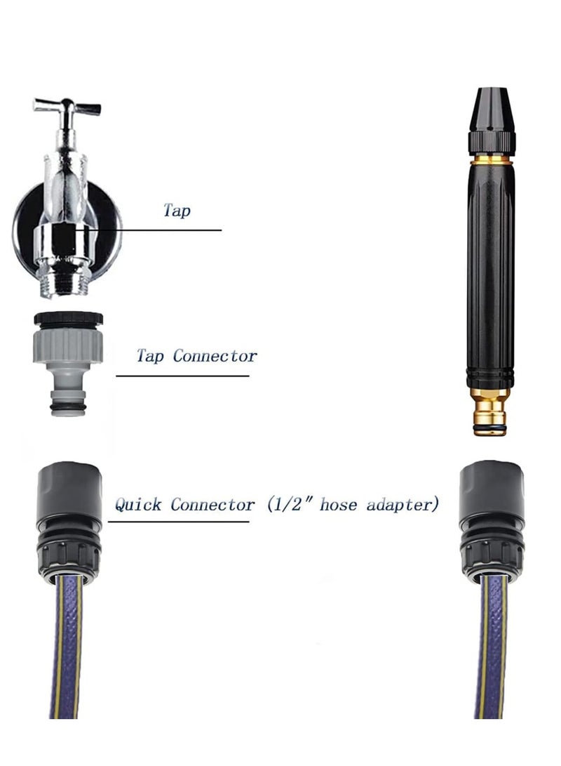 Water Spray Gun Car Wash Nozzle High Pressure Nozzle Spray Water Gun Water Jet Hose Nozzles Pipe For Gardening, Bike Car Wash Garden Watering Tool Black High Pressure Nozzle with 3 Attachment - Image 2