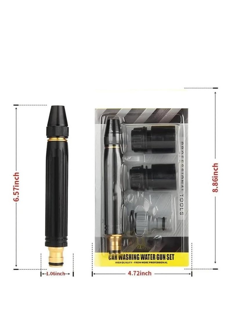 Water Spray Gun Car Wash Nozzle High Pressure Nozzle Spray Water Gun Water Jet Hose Nozzles Pipe For Gardening, Bike Car Wash Garden Watering Tool Black High Pressure Nozzle with 3 Attachment - Image 4