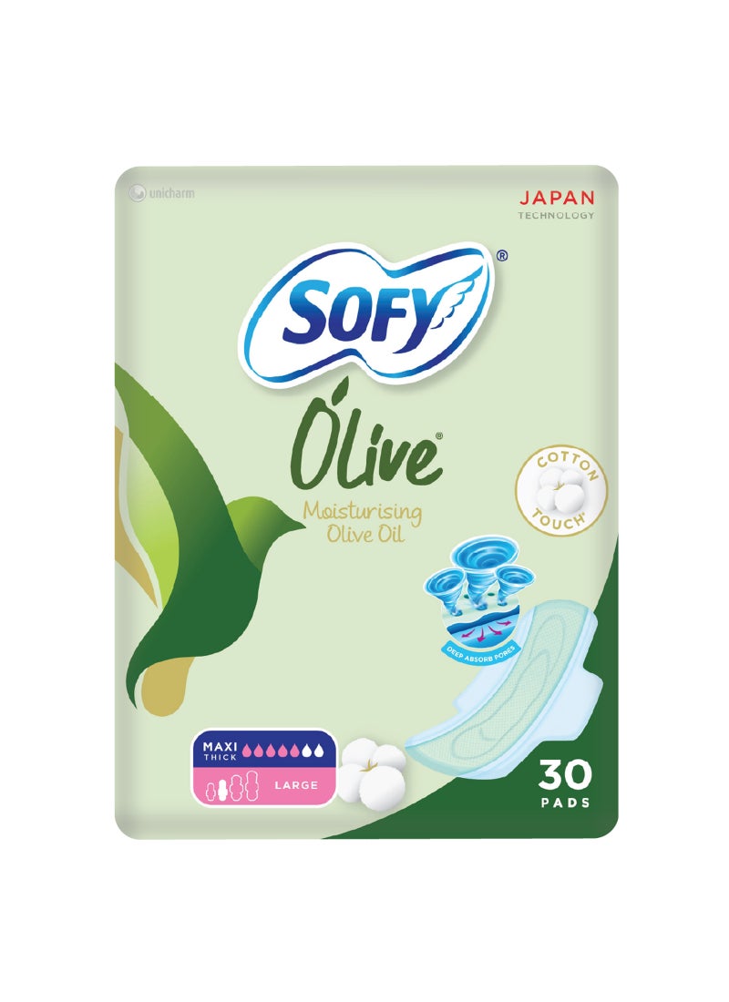 Sofy Olive Sanitary Pads With Wings Slim Large Pack of 30 30 Pcs - Image 1