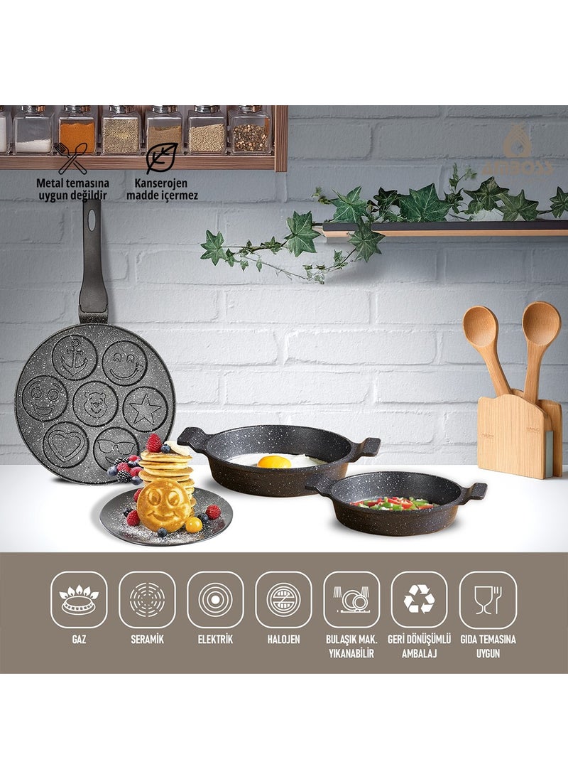 AMBOSS 3 Piece Sunday Emoji Pancake Pan Set  - Image 1