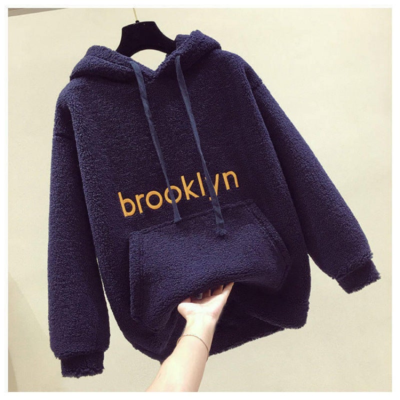 Salt and Sweet Three-piece Set Womens Winter Age-reducing Vest Lamb Wool Sweatshirt Woolen Pants Fashionable suit Gray pants - Image 5