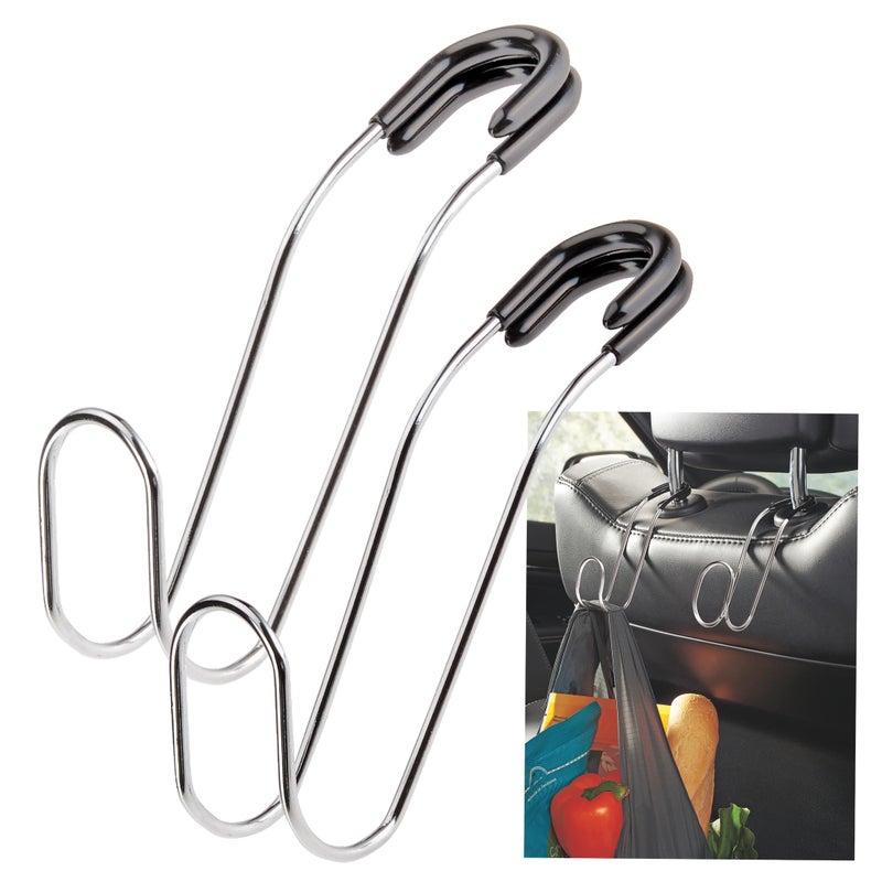 High Road Contour CarHooks Car Headrest Hangers - 2 pack (Chrome)
