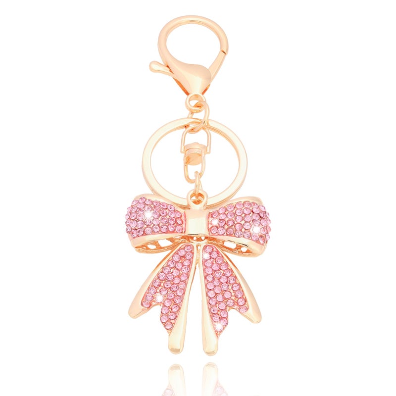 Vancy Utopia Sparkly Gold Plated Color Rhinestone Bow Keychains for Women Car Key Rings Female Handbags Backpacks - Image 1