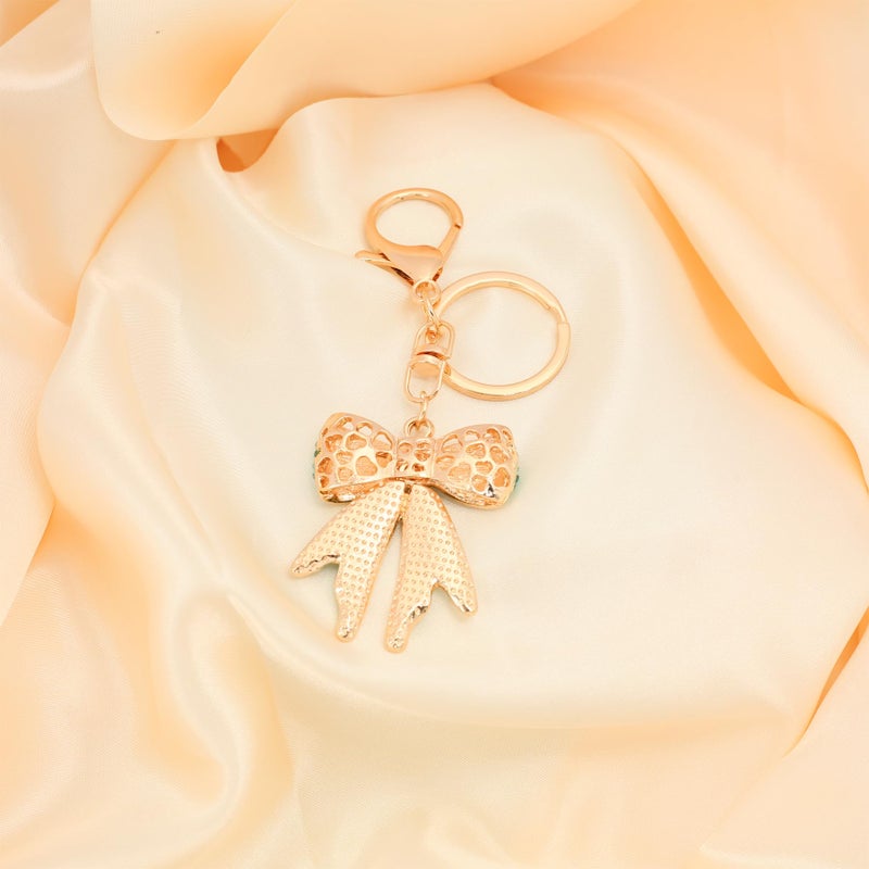 Vancy Utopia Sparkly Gold Plated Color Rhinestone Bow Keychains for Women Car Key Rings Female Handbags Backpacks - Image 5