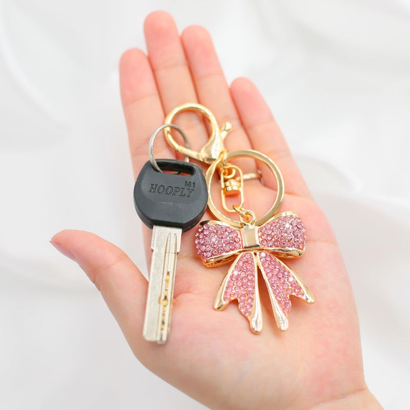 Vancy Utopia Sparkly Gold Plated Color Rhinestone Bow Keychains for Women Car Key Rings Female Handbags Backpacks - Image 3