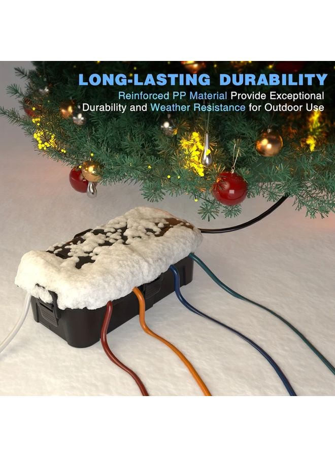 Green Outdoor Junction Box with Removable Cover Extension Cord Safety Power Strip Timer Socket Ideal for Christmas Decorations - Image 3