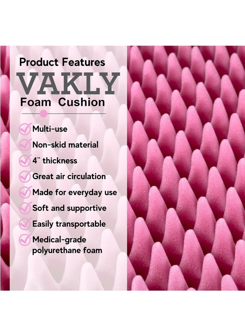 Vakly Convoluted Foam Egg Crate Seat Cushion 4 Inch Thick Pillow 18x16x4 Inches For Added Padding and Comfort on a Wheelchair Car or Office Chair  Chair Pad Measures 18 Wide x 16 Deep x 4 Thick  - Image 2