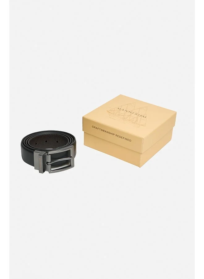تكلف The Frontier Passage Reversible Waxed Leather Belt Black & Seal Brown